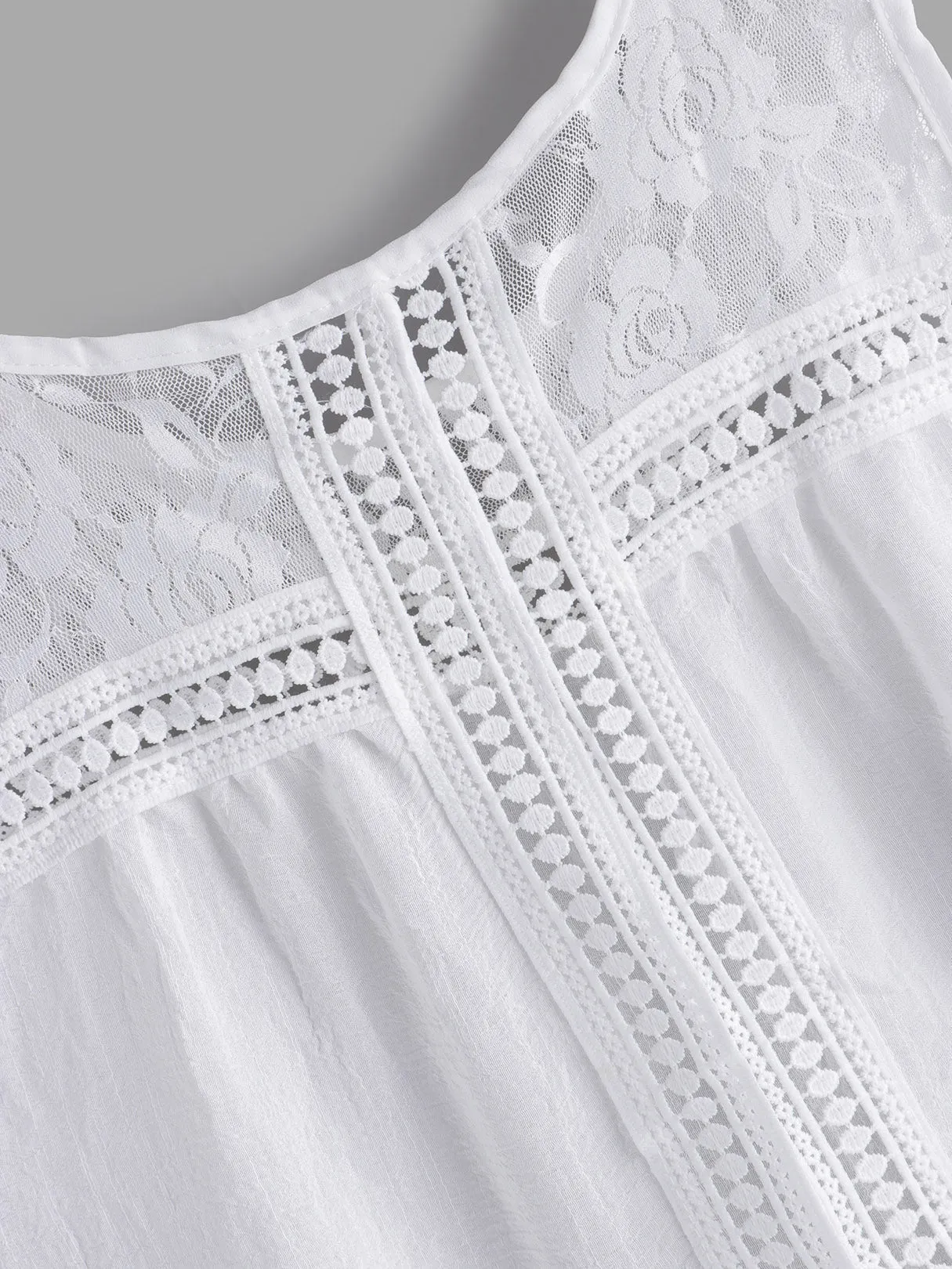 OEM ODM Round Neck Lace Hollow Sleeveless Slit Hem Plus Size Tops