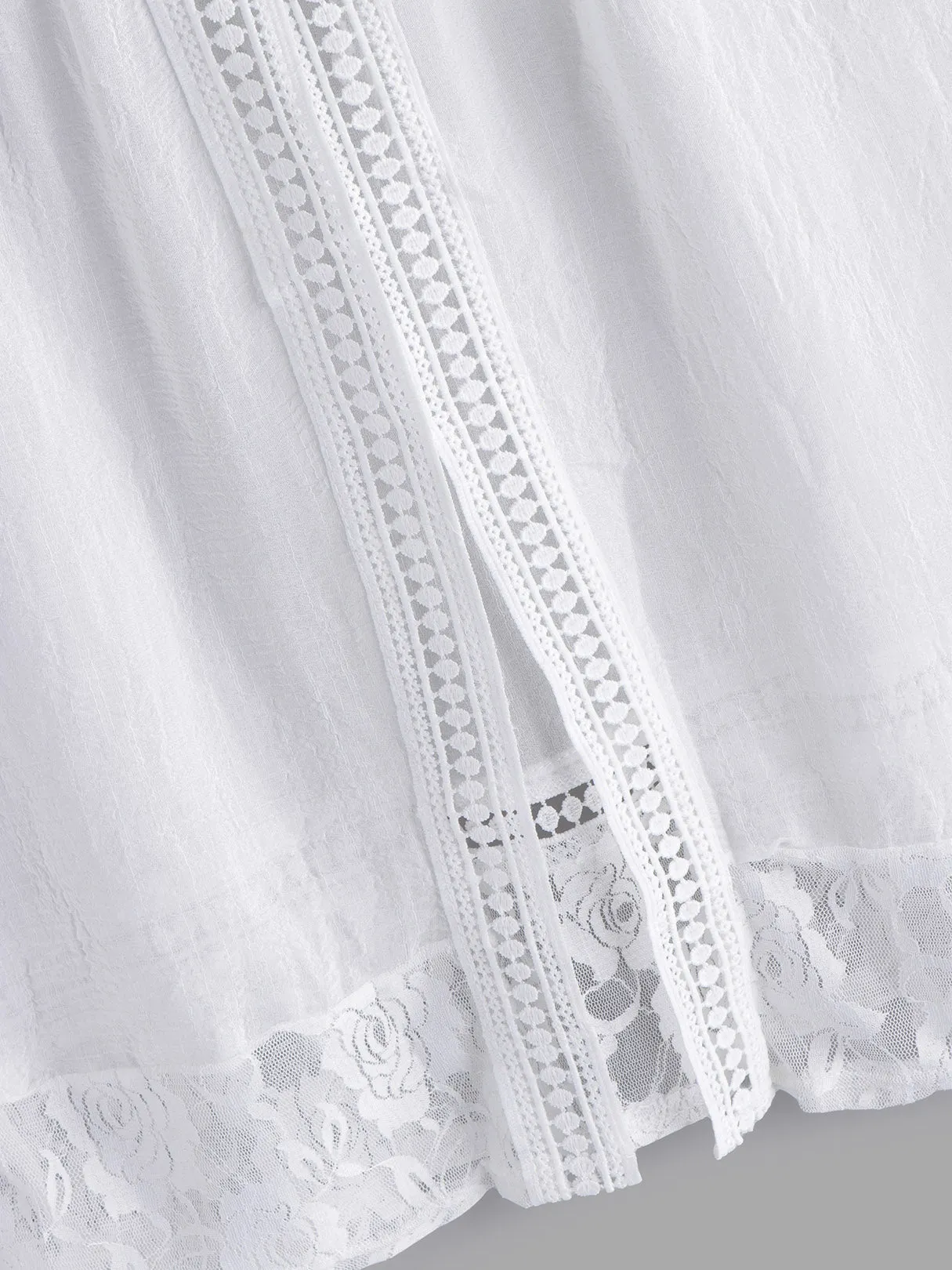 OEM ODM Round Neck Lace Hollow Sleeveless Slit Hem Plus Size Tops