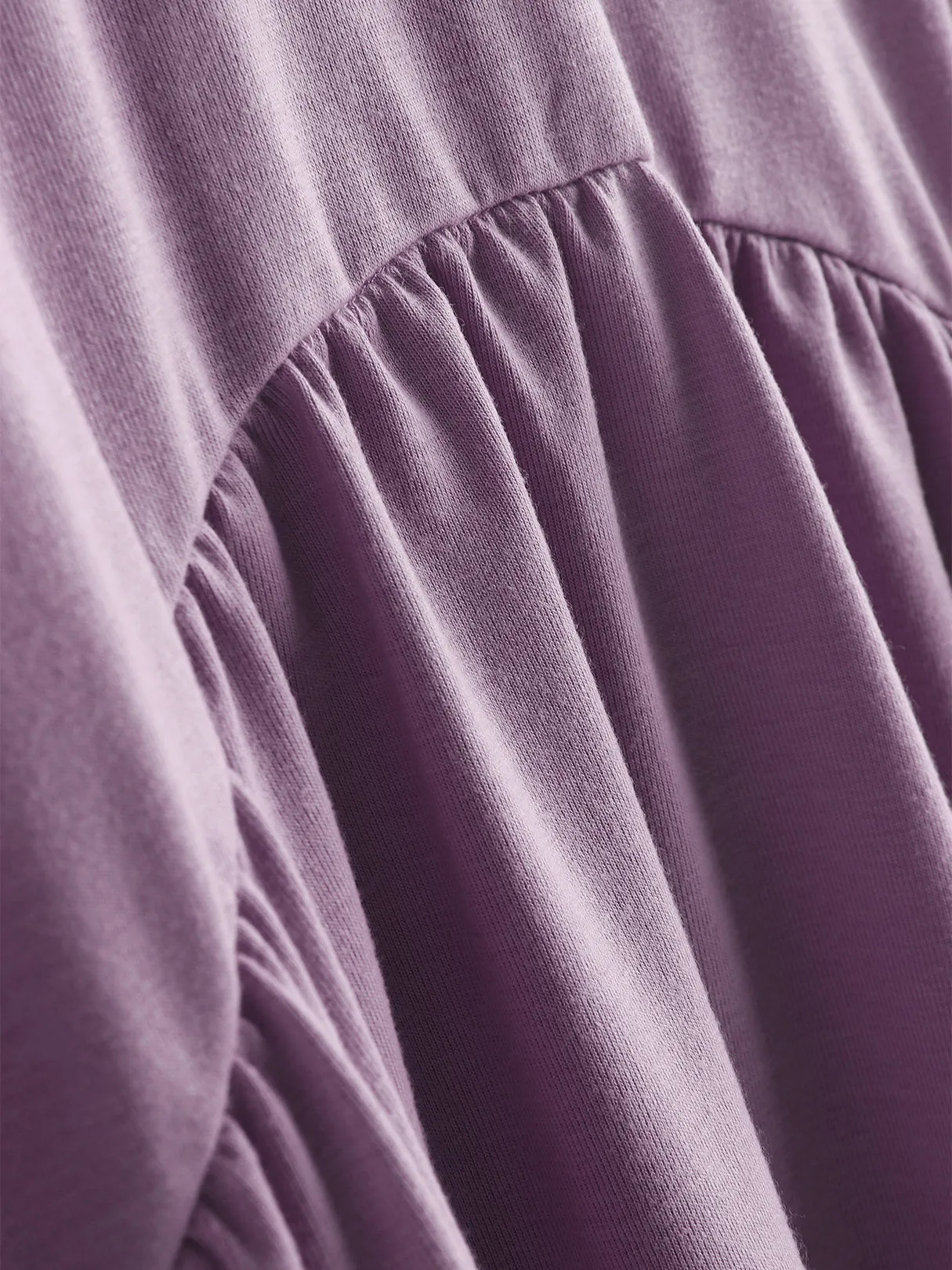 OEM ODM Round Neck Plain Pleated Short Sleeve Purple Plus Size Tops