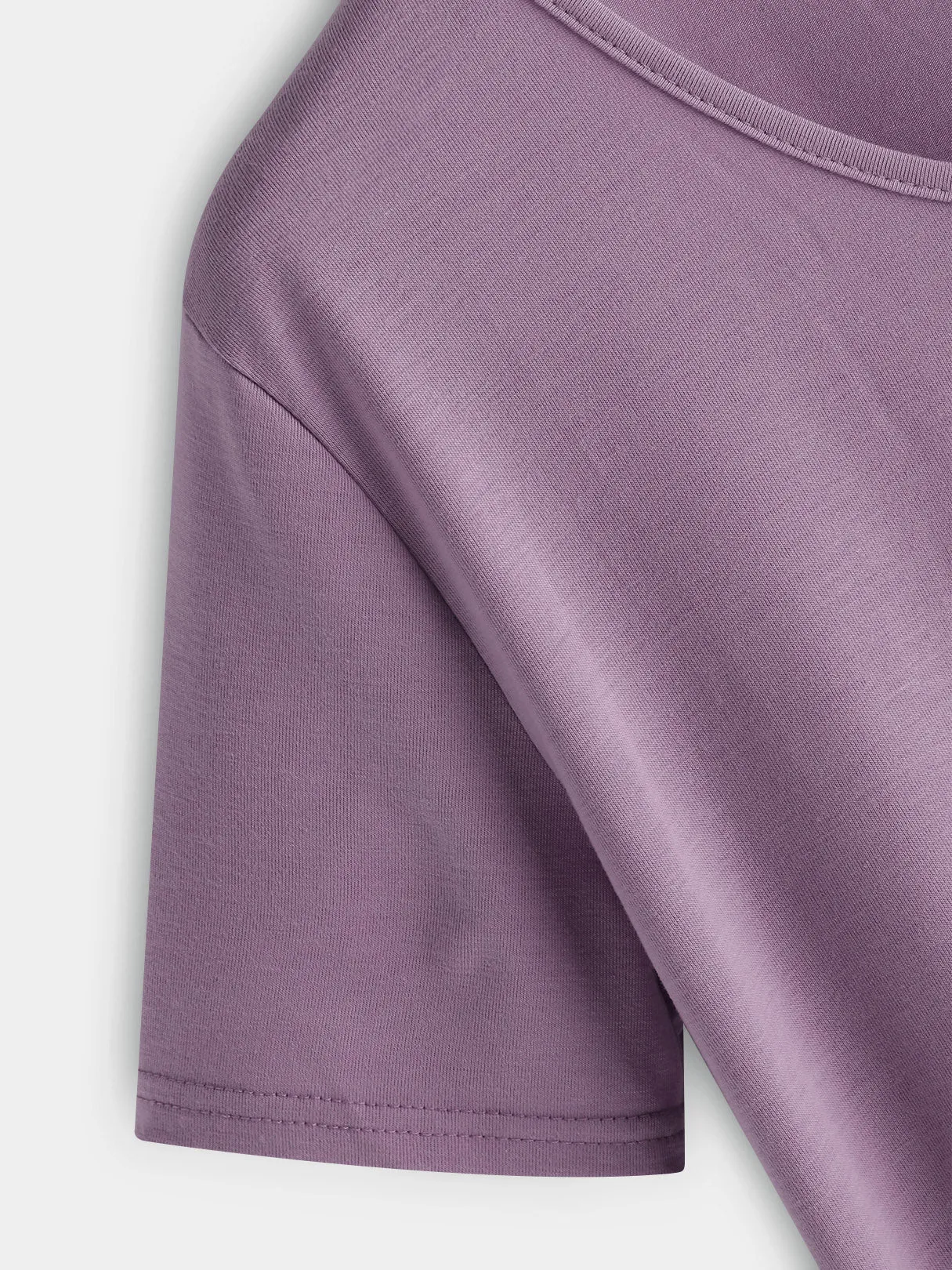 OEM ODM Round Neck Plain Pleated Short Sleeve Purple Plus Size Tops