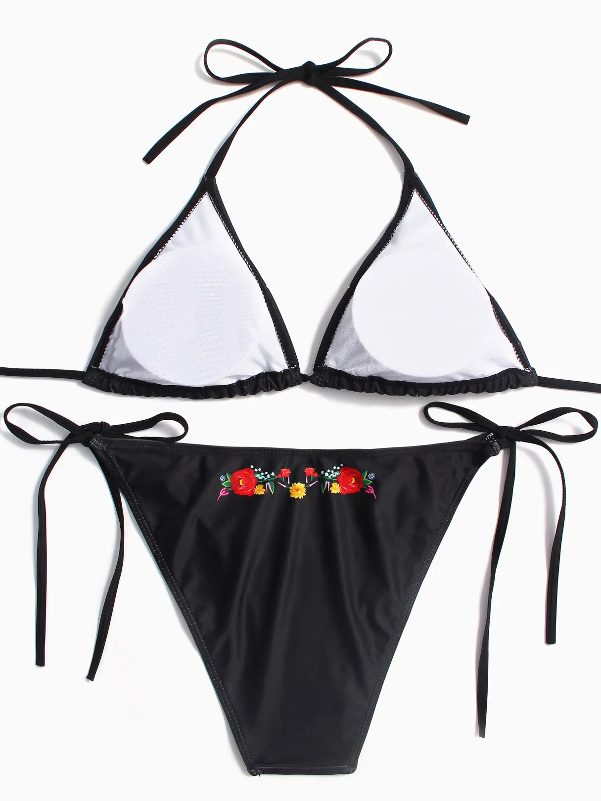 OEM ODM V-Neck Floral Print Embroidered Sleeveless Black Plus Size Swimwear