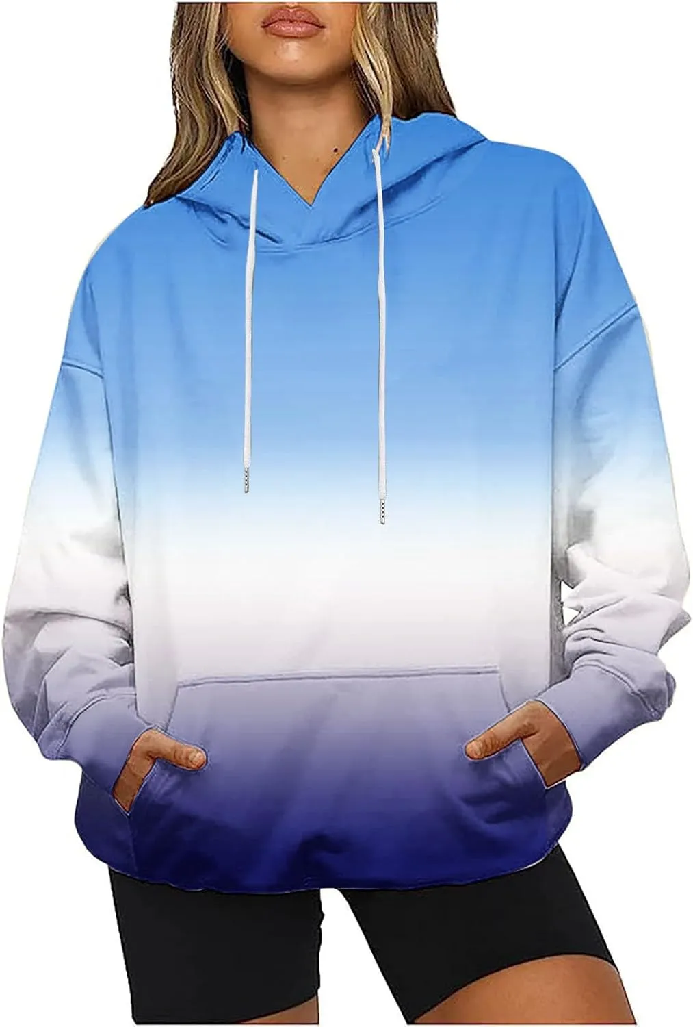 Oversized Sweatshirts for Women Loose Fit Fall Pullover Tops Neon Print Drawstring Hoodies Cute Trendy Clothes 2024