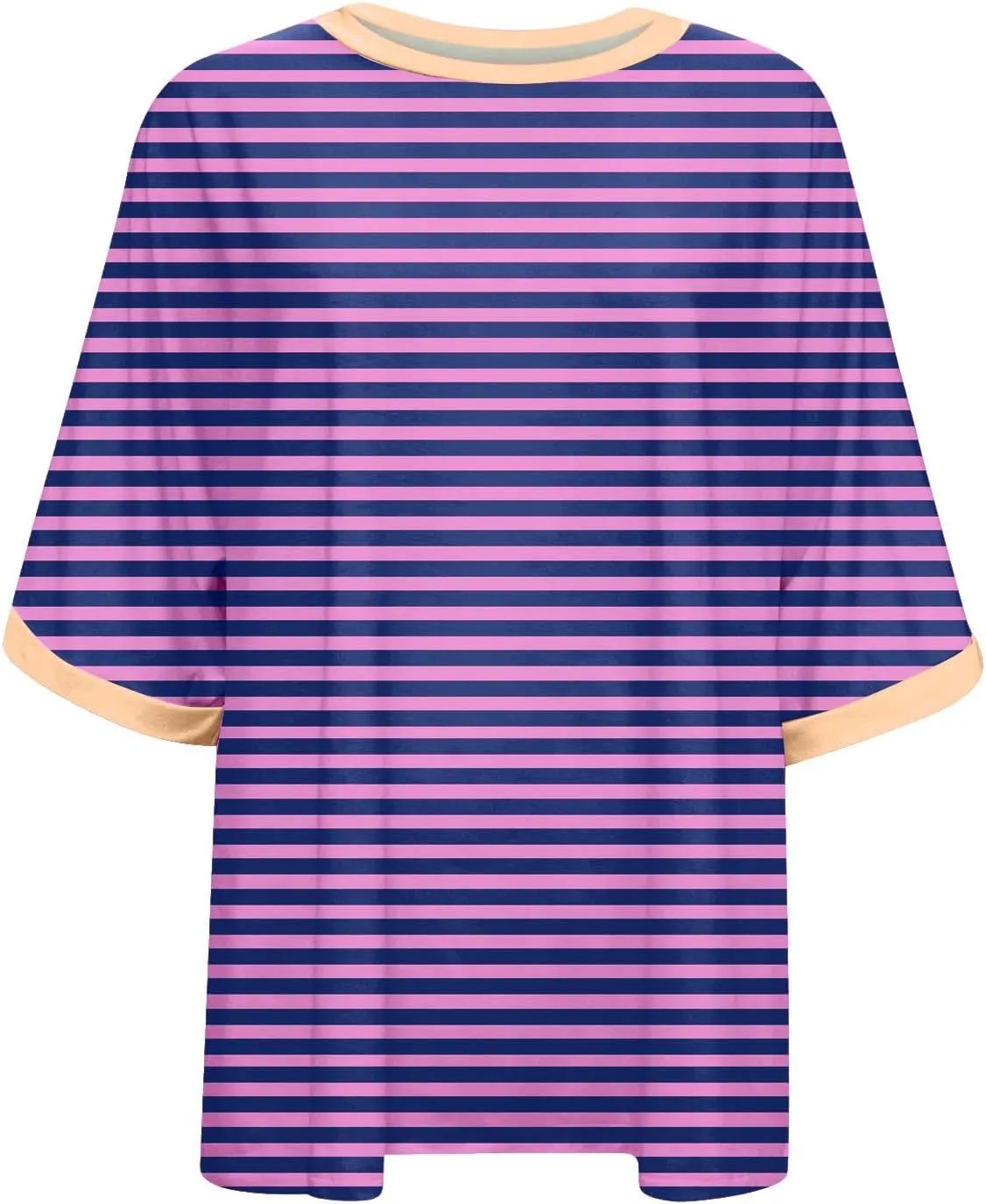 Oversized T Shirts for Women Short Sleeve Crewneck Summer Tops Casual Loose Striped Tee Shirts Trendy Clothes