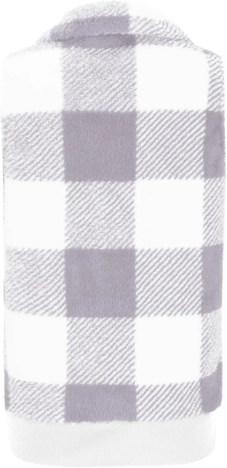 Plaid Fleece Vest Women Zip Up Plus Size Jacket Fuzzy Casual Jacket Winter Sleeveless Cardigan Tops with Pockets
