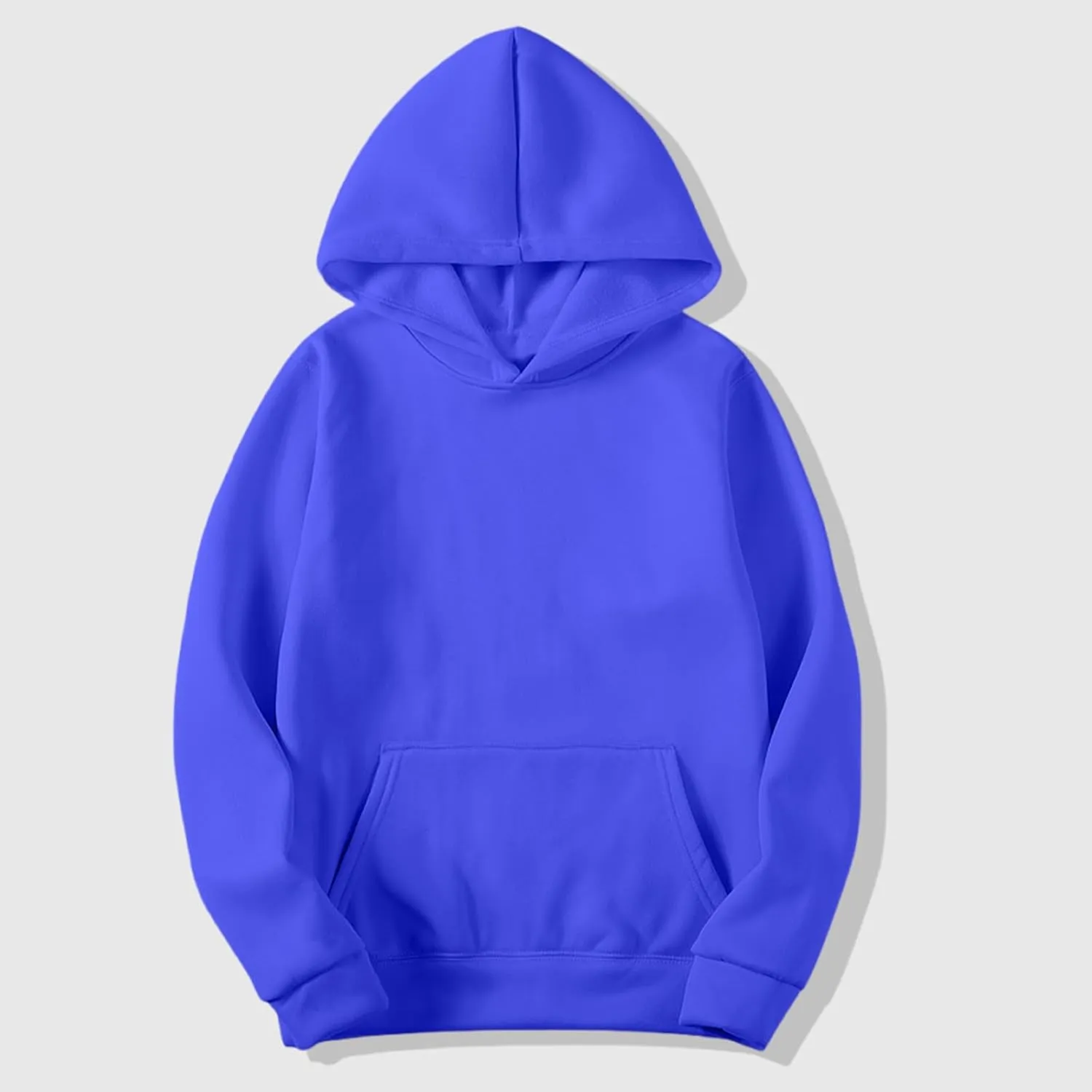 Plain Hoodie for Men Lightweight Fleece Lined Hooded Sweatshirt Casual Long Sleeve Crewneck Pullover Sweatshirt