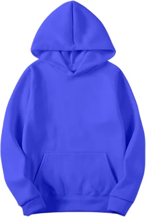 Plain Hoodie for Men Lightweight Fleece Lined Hooded Sweatshirt Casual Long Sleeve Crewneck Pullover Sweatshirt