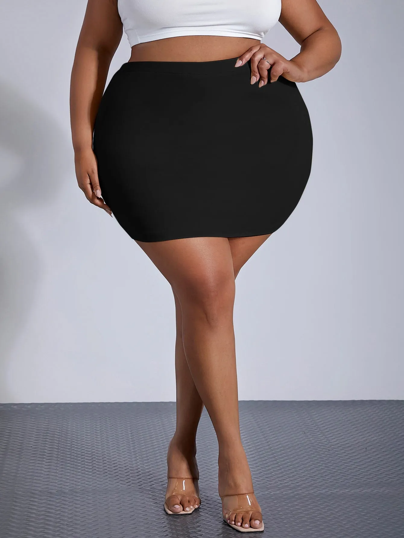 Plain Mini Plus Size Skirt