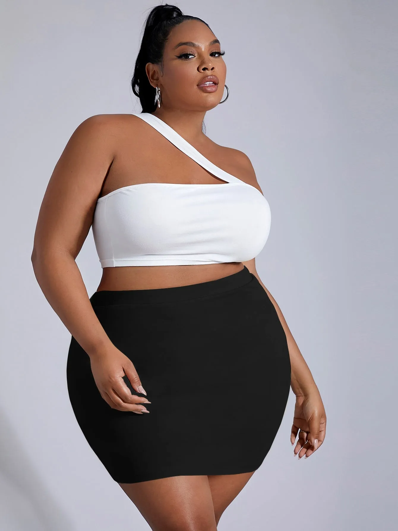 Plain Mini Plus Size Skirt