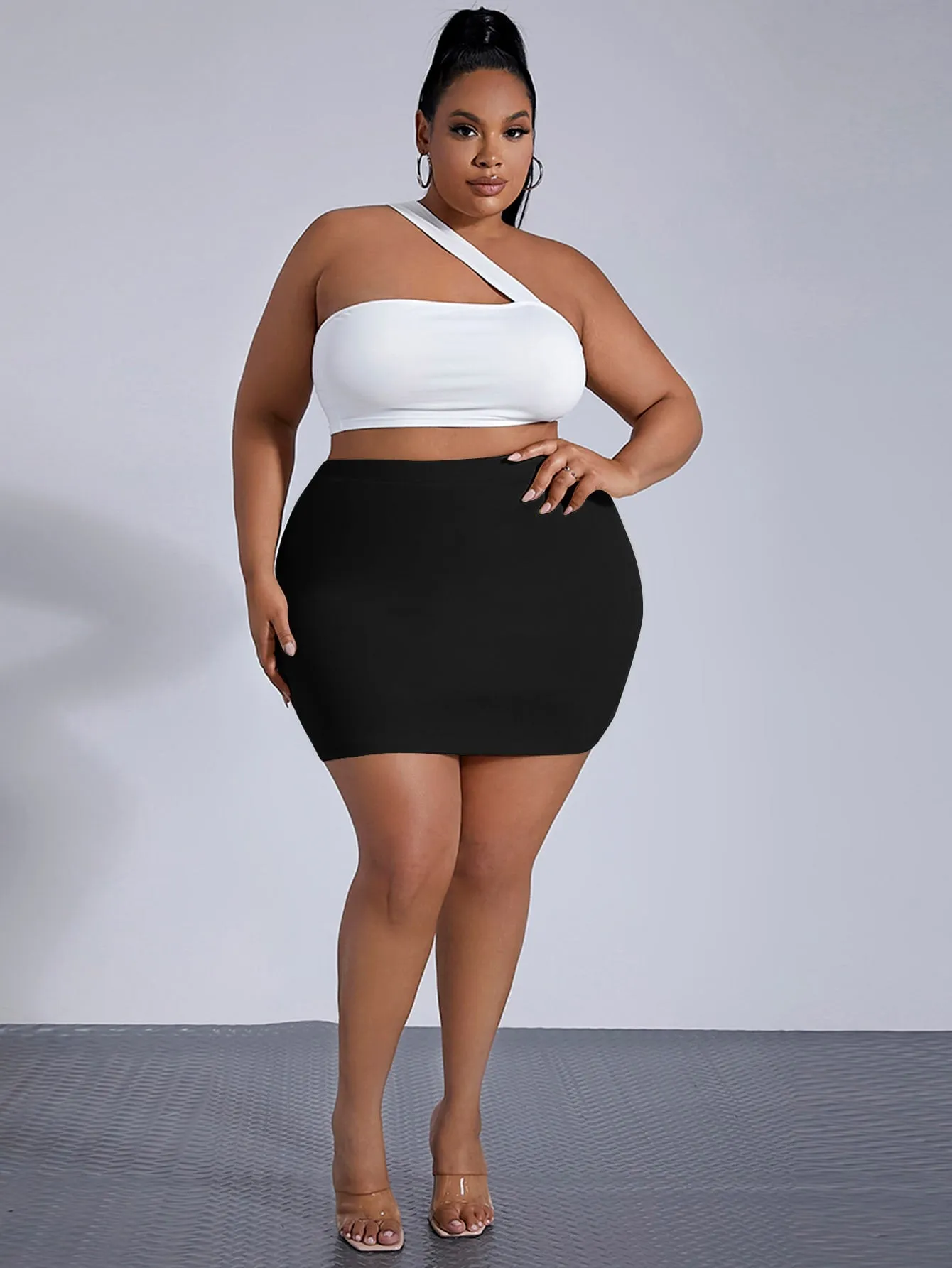 Plain Mini Plus Size Skirt