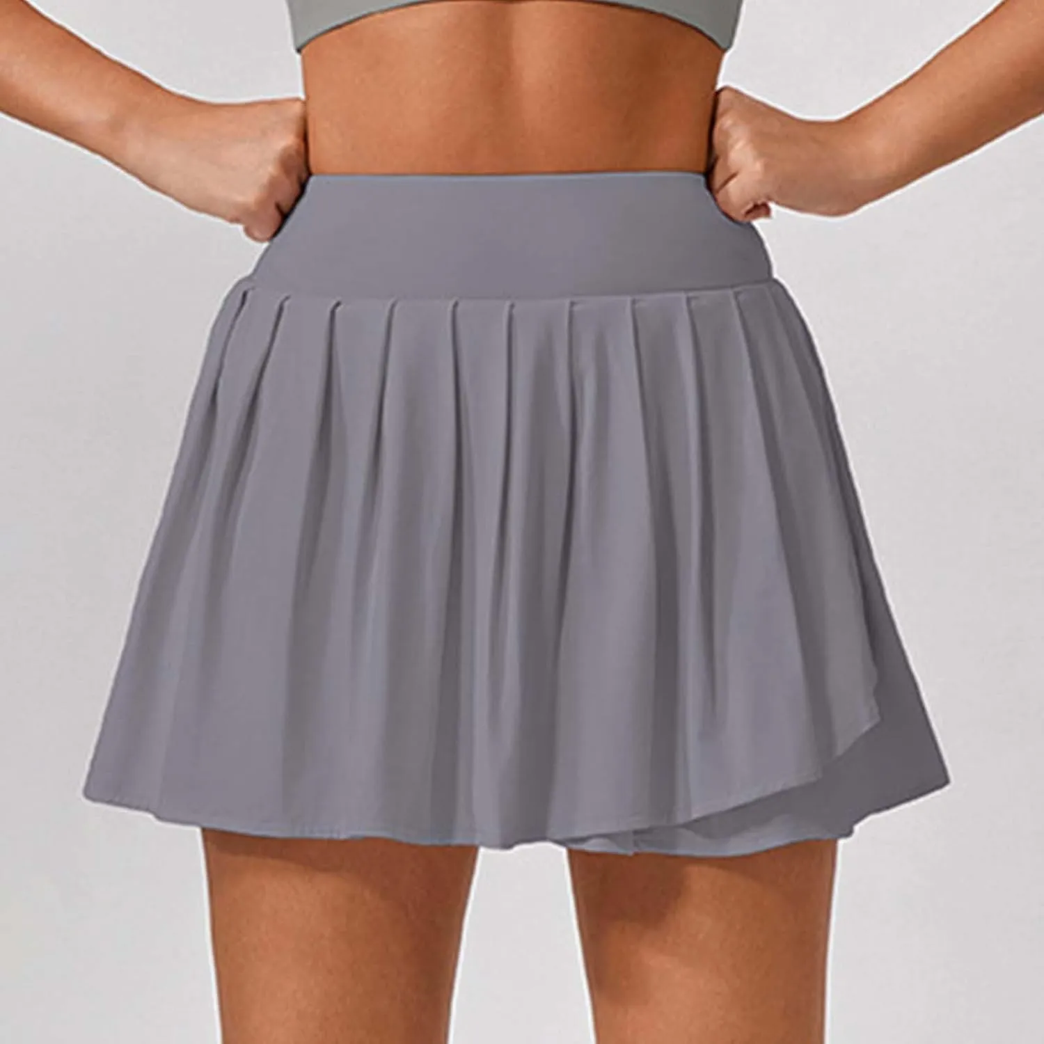 Pleated Skirts for Women Ruffle Hem Elastic High Waisted Ruffle Gym Skorts Summer Running Workout Mini Skirts