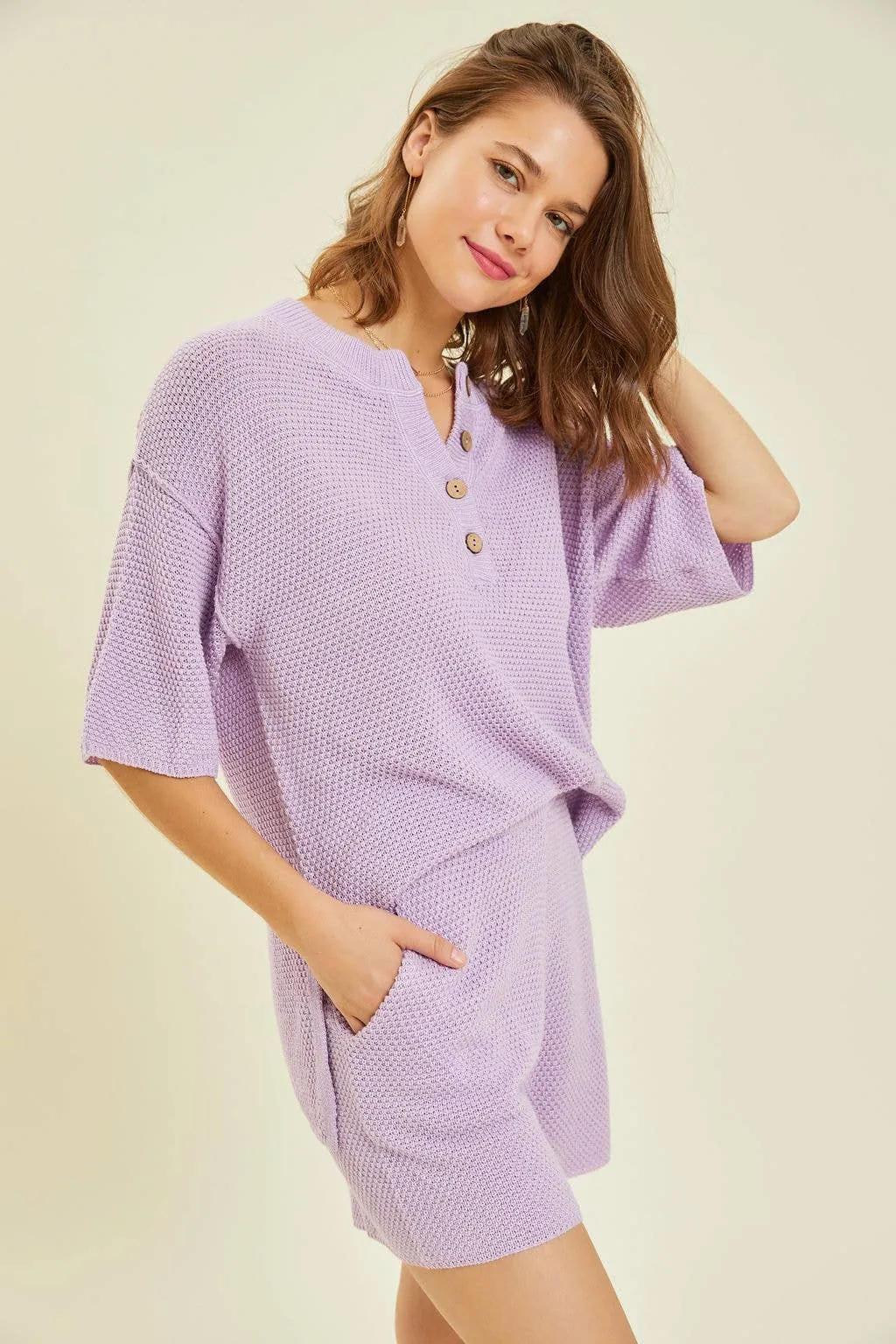 Plus Lilac Knit Shorts