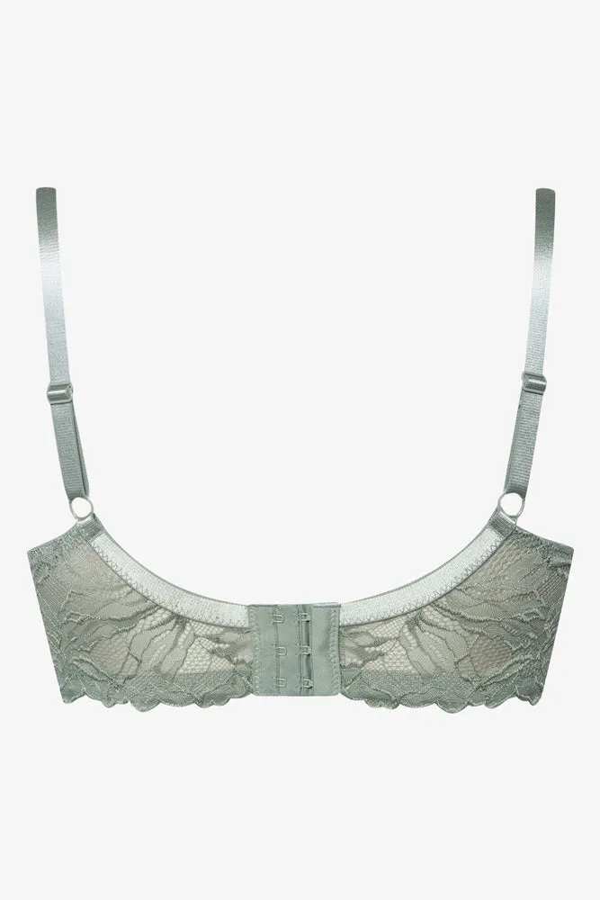 Plus Size 2 Pack Lace Balconette Bras Green & Grey