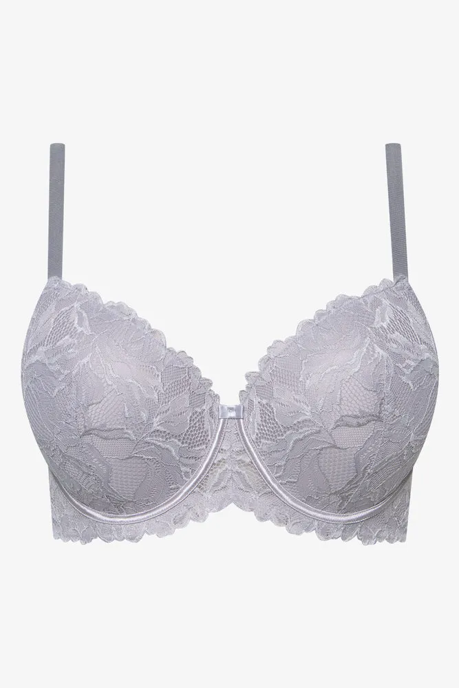 Plus Size 2 Pack Lace Balconette Bras Green & Grey