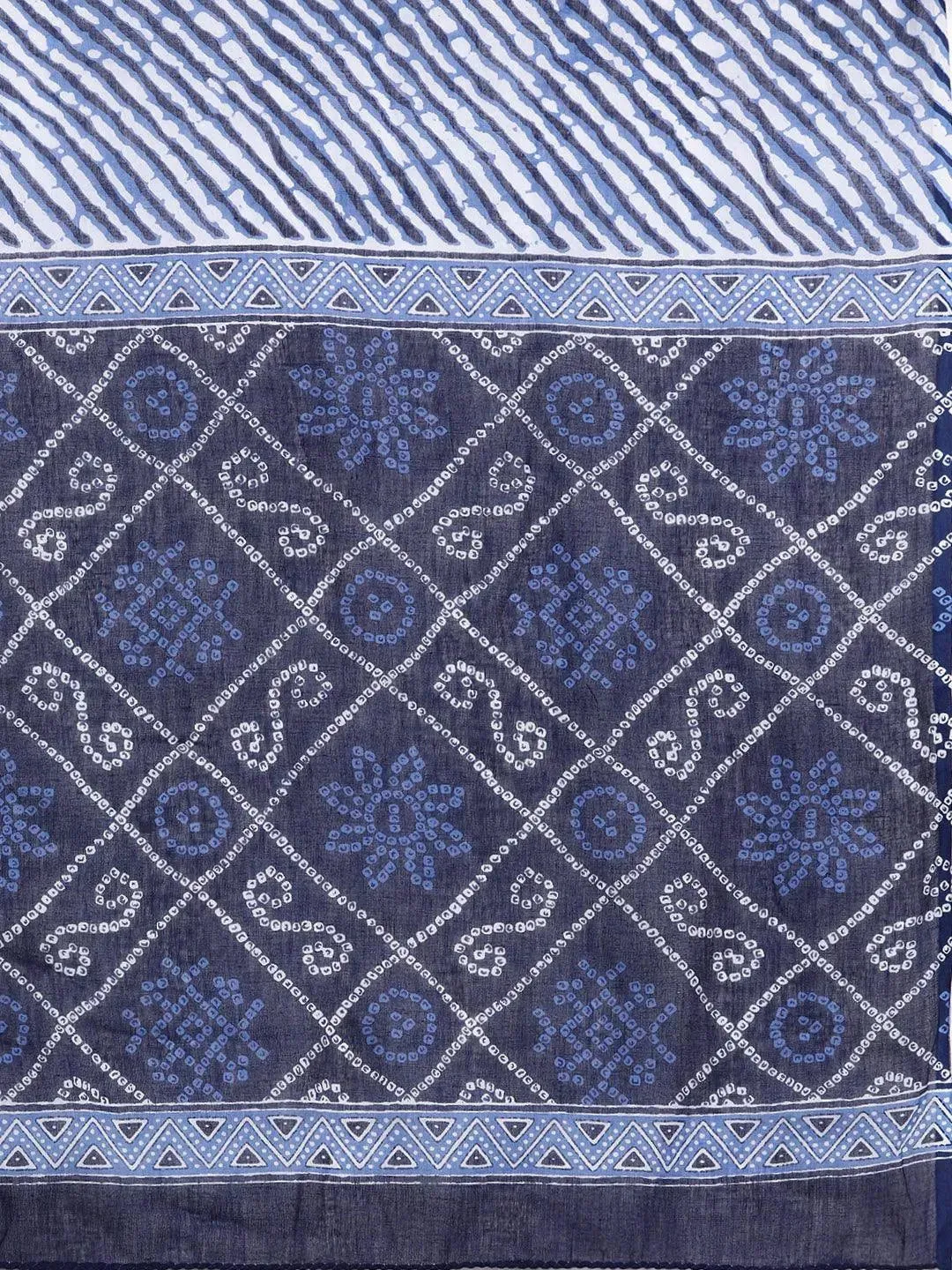 Plus Size Blue Printed Cotton Straight Kurta With Salwar & Dupatta