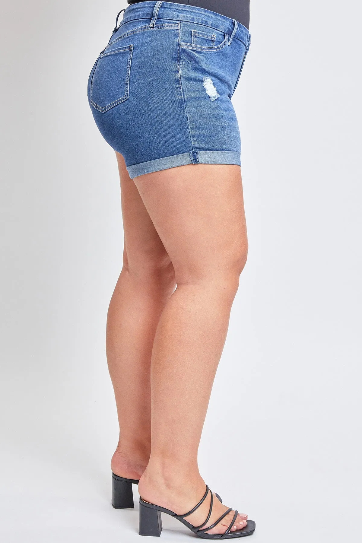 Plus Size Curvy Fit Ultra High Rise Cuffed Jean Shorts