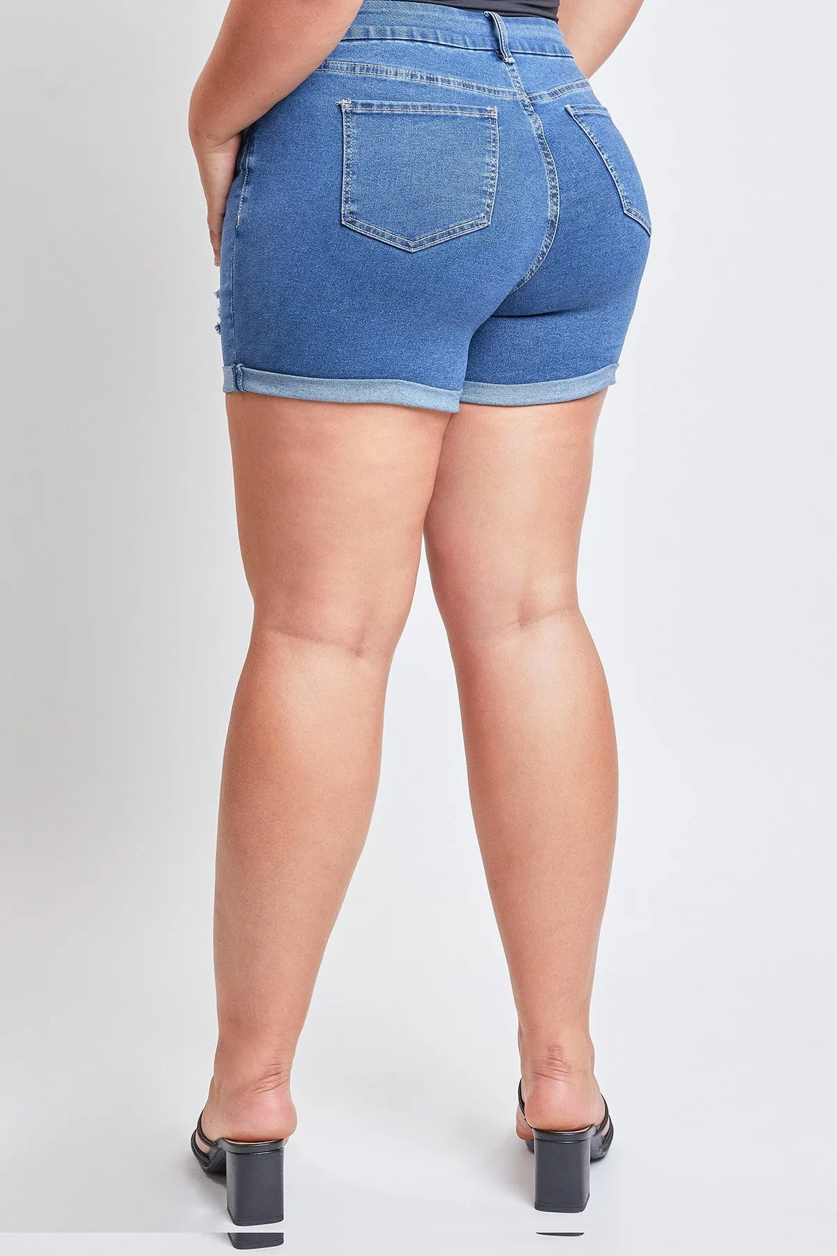 Plus Size Curvy Fit Ultra High Rise Cuffed Jean Shorts