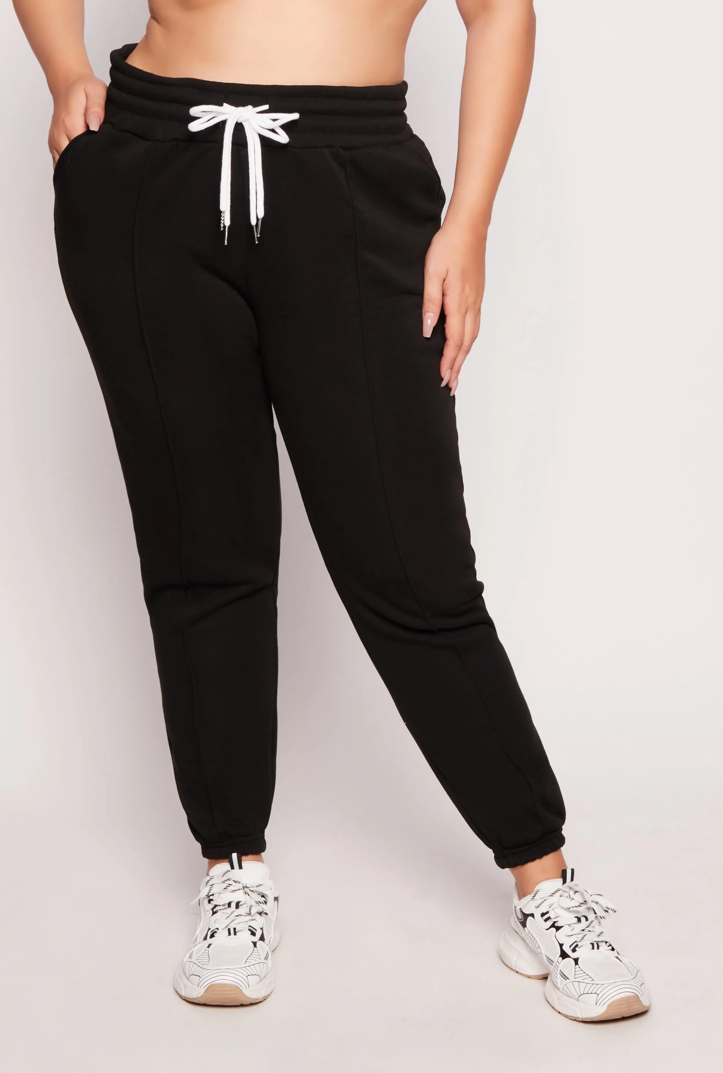 Plus Size Double Drawstring Pintuck Sweatpants