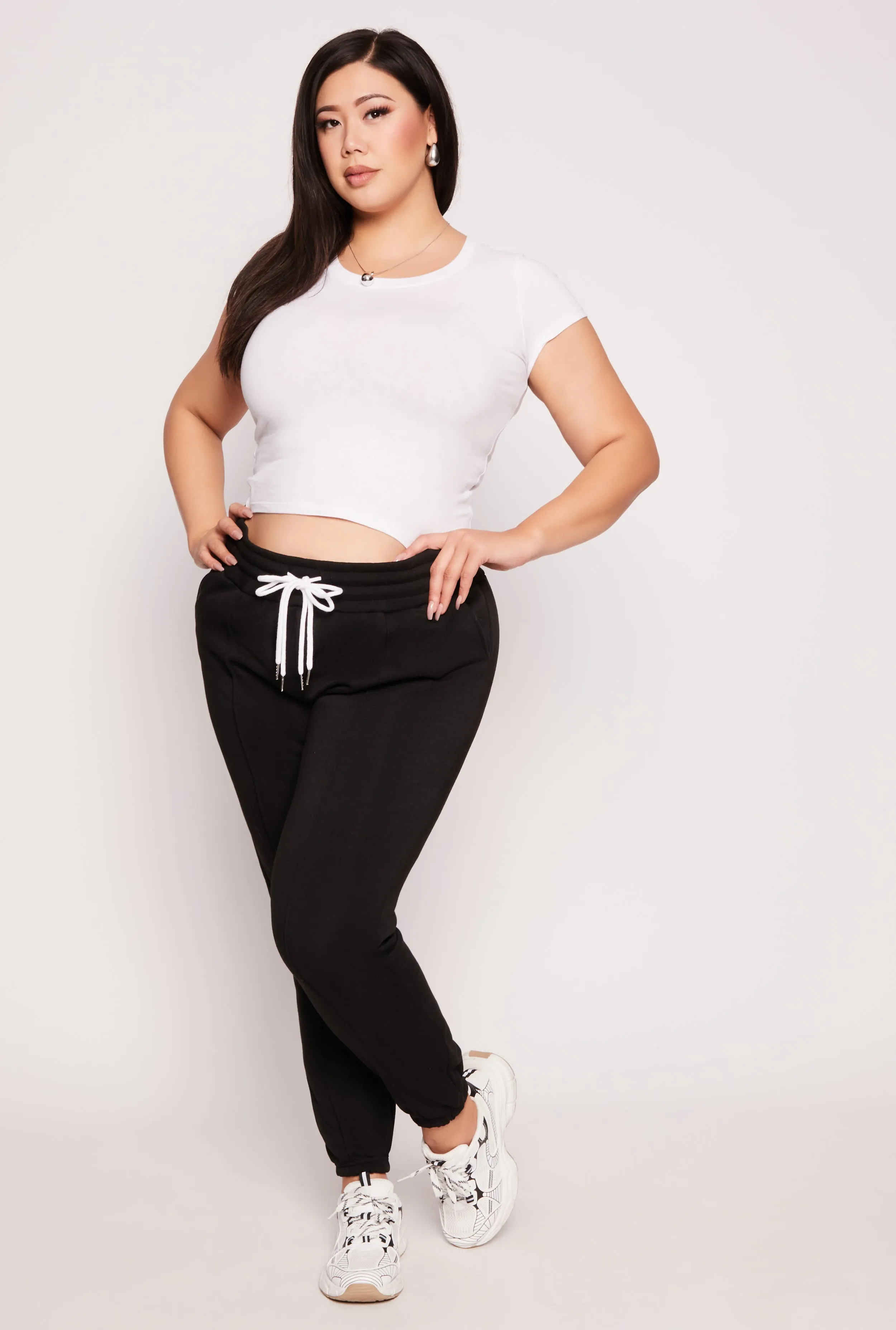 Plus Size Double Drawstring Pintuck Sweatpants