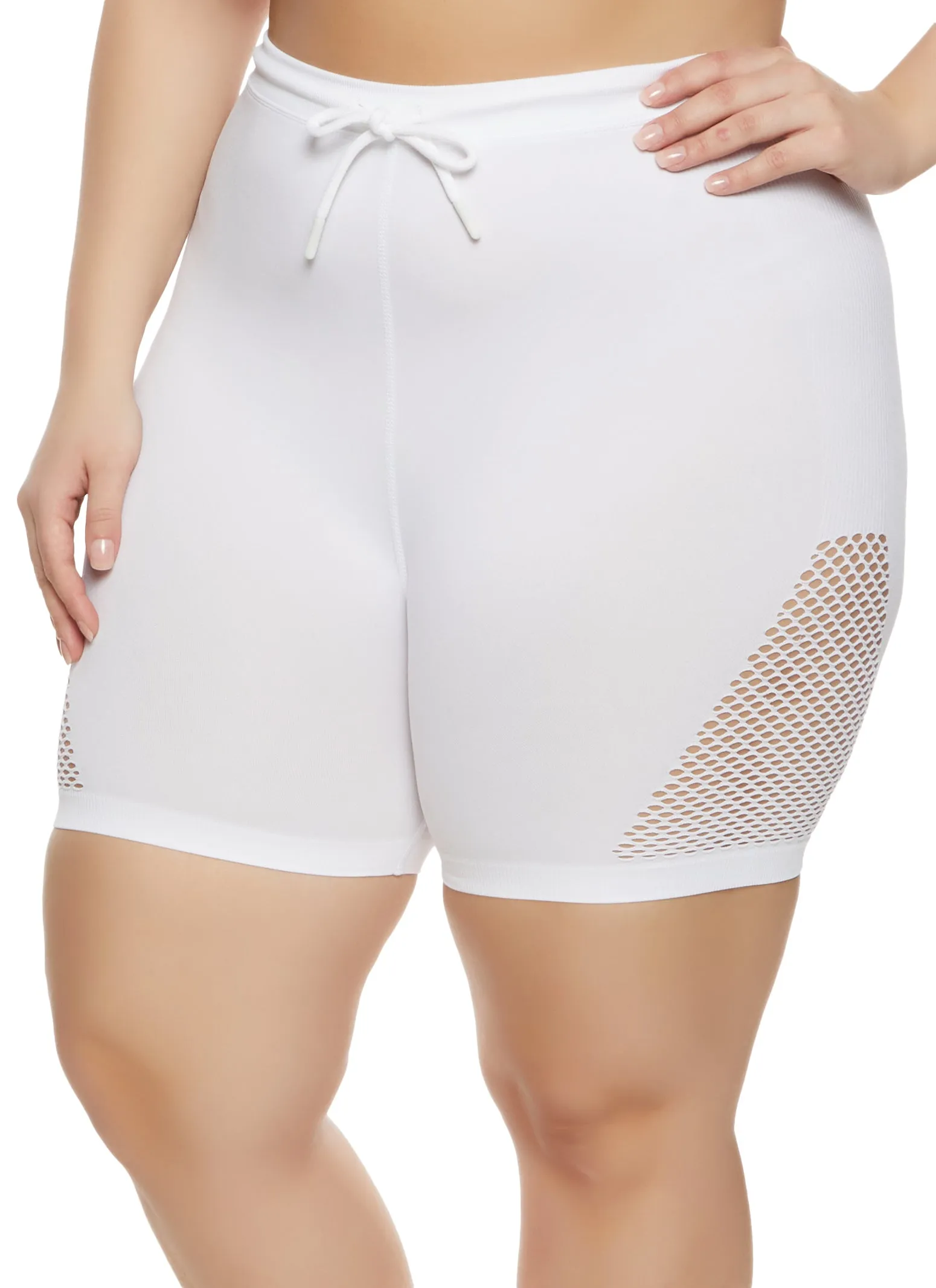 Plus Size Fishnet Laser Cut Shorts