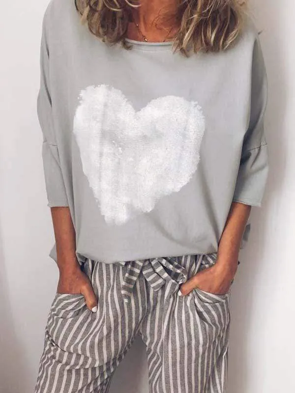 Plus Size Love Print Tops