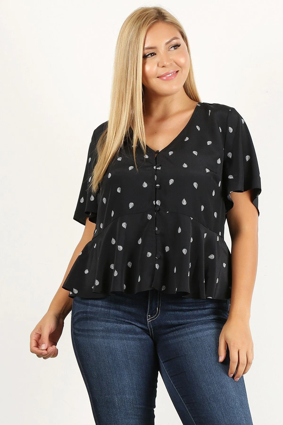 Plus Size Printed Short Sleeve Top