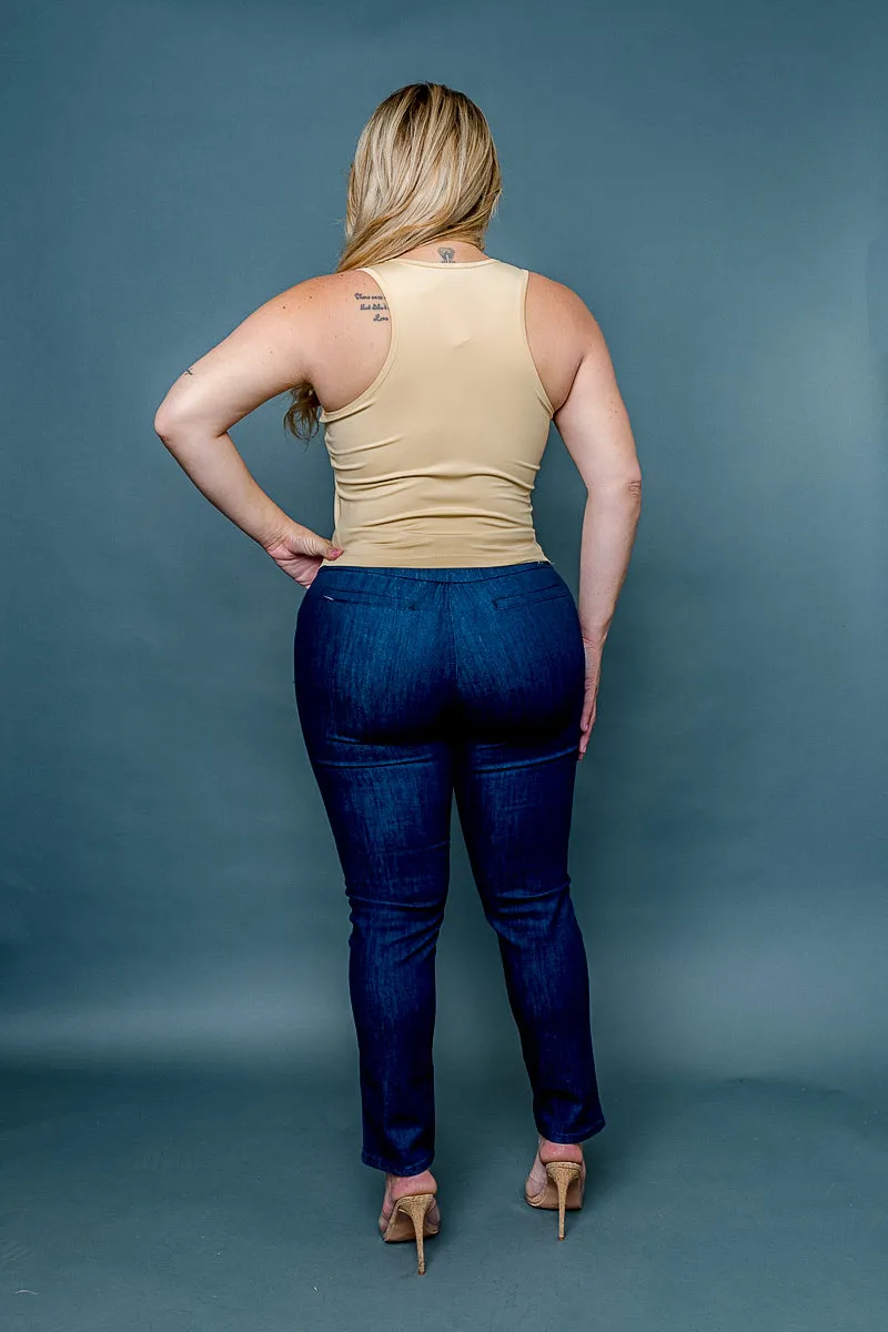 Plus Size Silky Fitted Scoop Neck Racer Back Tank Top (ZB11448)