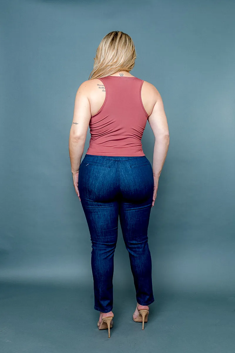 Plus Size Silky Fitted Scoop Neck Racer Back Tank Top (ZB11448)