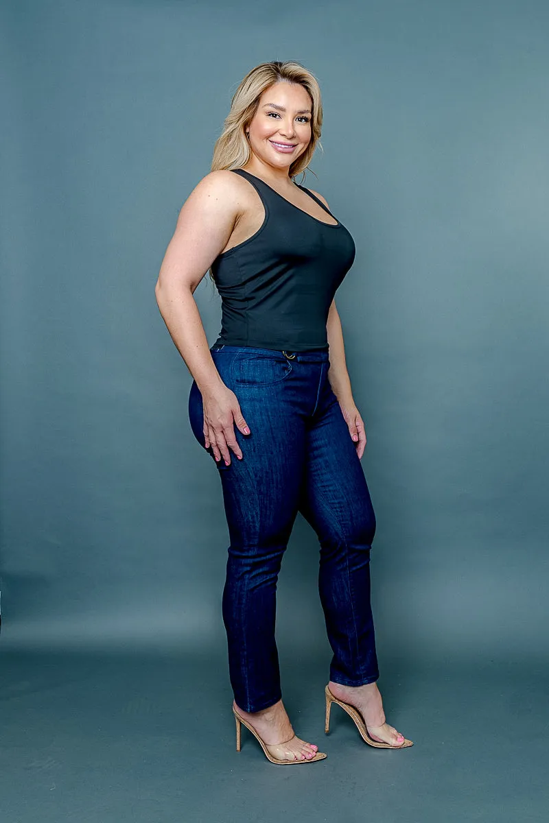 Plus Size Silky Fitted Scoop Neck Racer Back Tank Top (ZB11448)