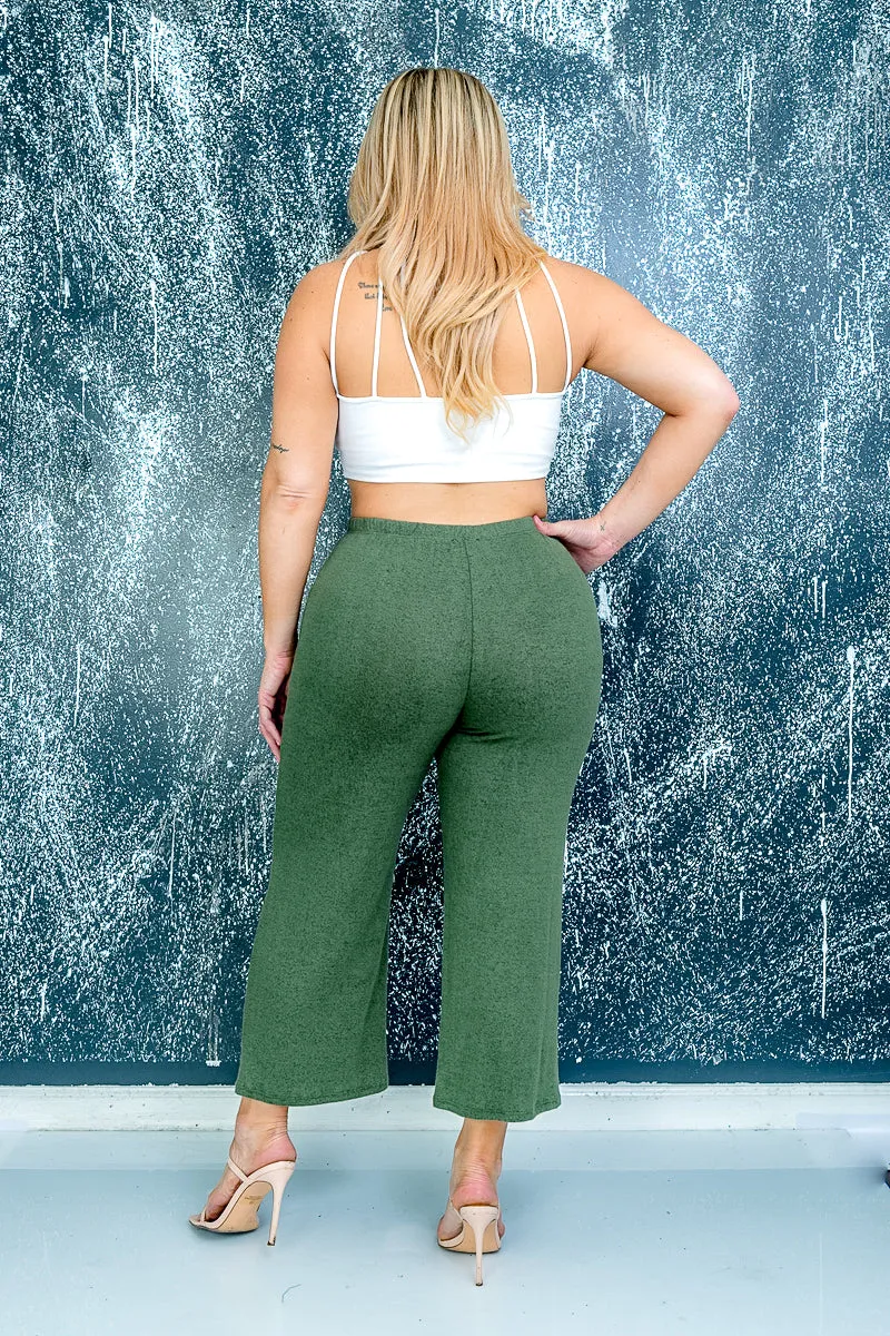 Plus Size Soft Cropped Ankle Straight Leg Pants* (ZA3651)