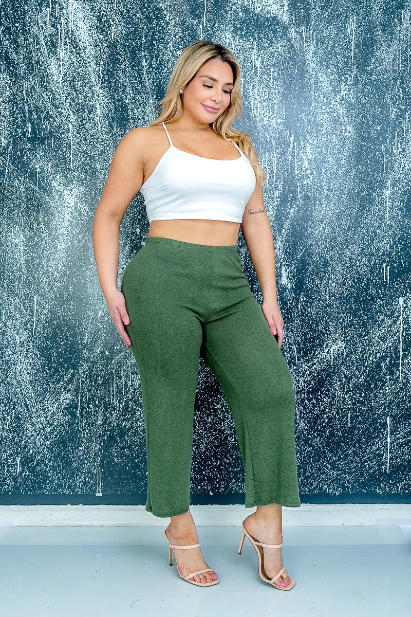 Plus Size Soft Cropped Ankle Straight Leg Pants* (ZA3651)