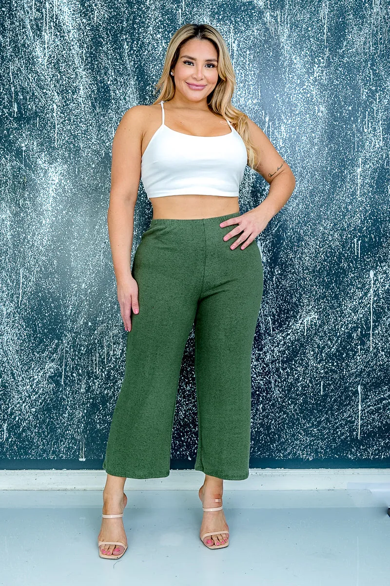 Plus Size Soft Cropped Ankle Straight Leg Pants* (ZA3651)