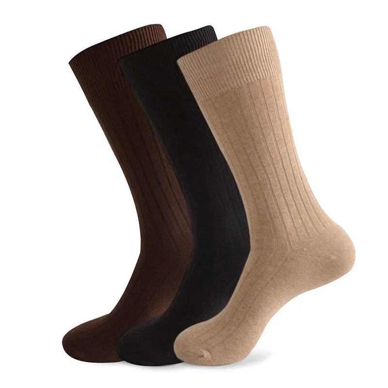 Plus Size Solid Stripes Crew Socks(3 Pairs)