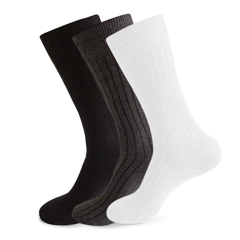 Plus Size Solid Stripes Crew Socks(3 Pairs)