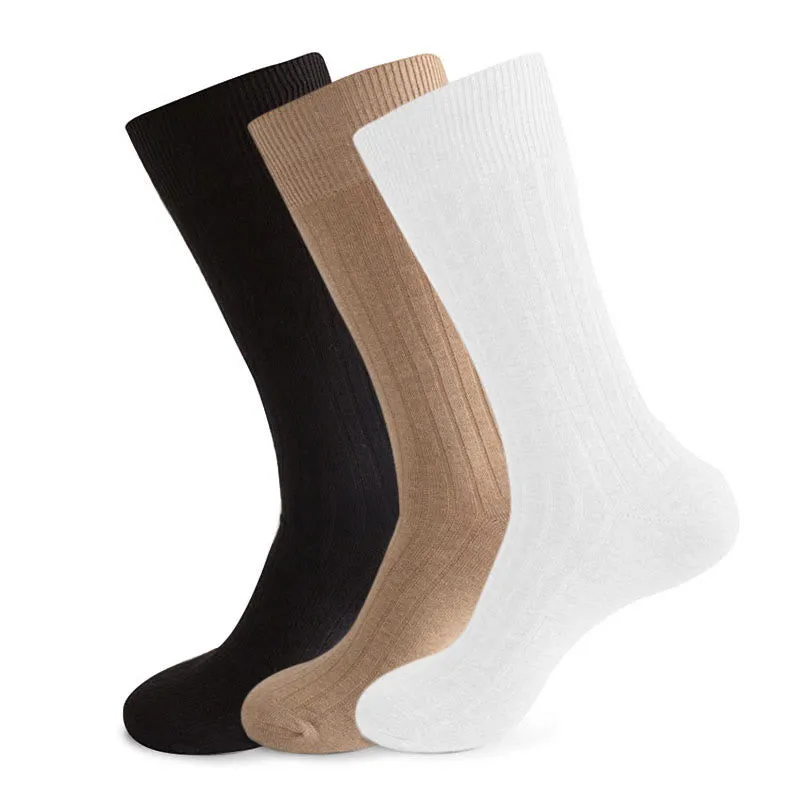 Plus Size Solid Stripes Crew Socks(3 Pairs)
