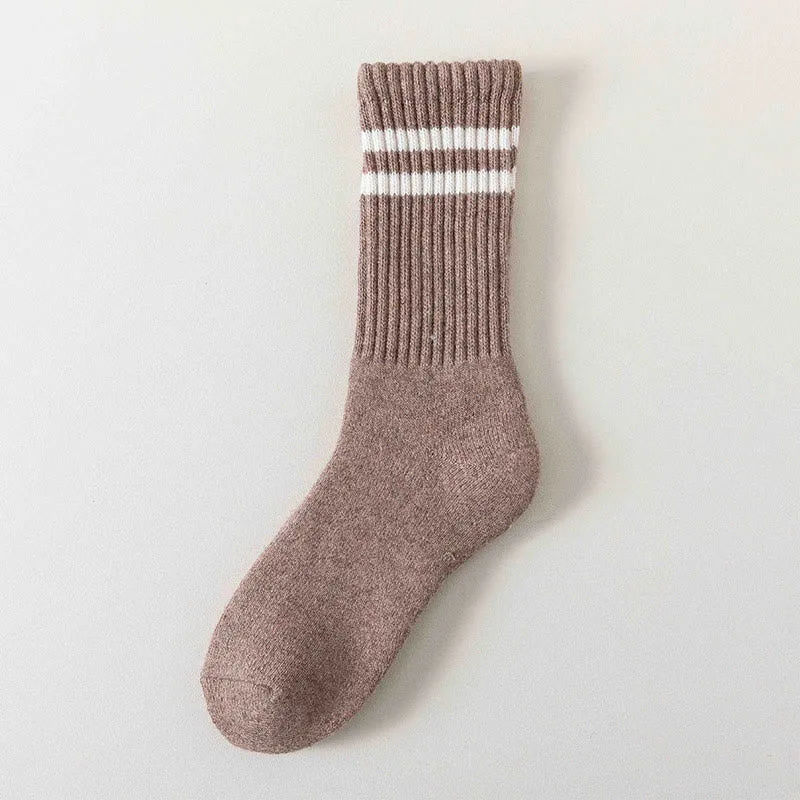 Plus Size Striped Warm Wool Quarter Socks(5 Pairs)