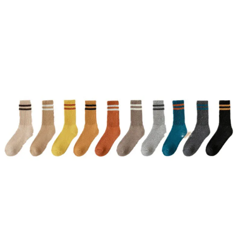 Plus Size Striped Warm Wool Quarter Socks(5 Pairs)