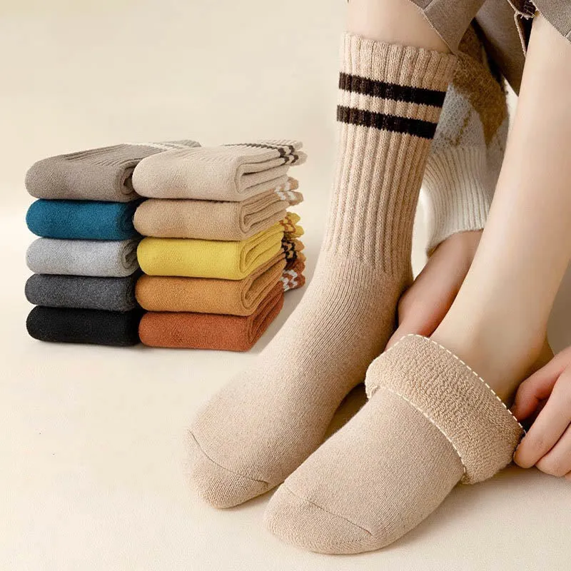 Plus Size Striped Warm Wool Quarter Socks(5 Pairs)