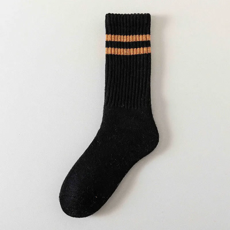 Plus Size Striped Warm Wool Quarter Socks(5 Pairs)