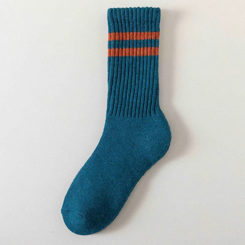 Plus Size Striped Warm Wool Quarter Socks(5 Pairs)