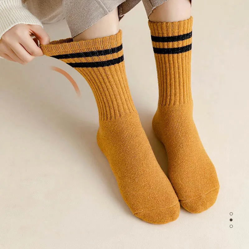 Plus Size Striped Warm Wool Quarter Socks(5 Pairs)