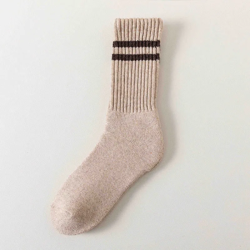 Plus Size Striped Warm Wool Quarter Socks(5 Pairs)