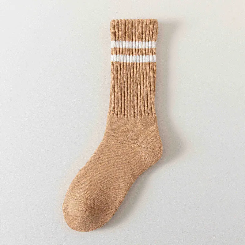 Plus Size Striped Warm Wool Quarter Socks(5 Pairs)