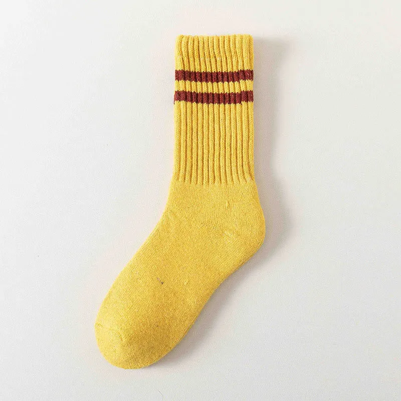 Plus Size Striped Warm Wool Quarter Socks(5 Pairs)