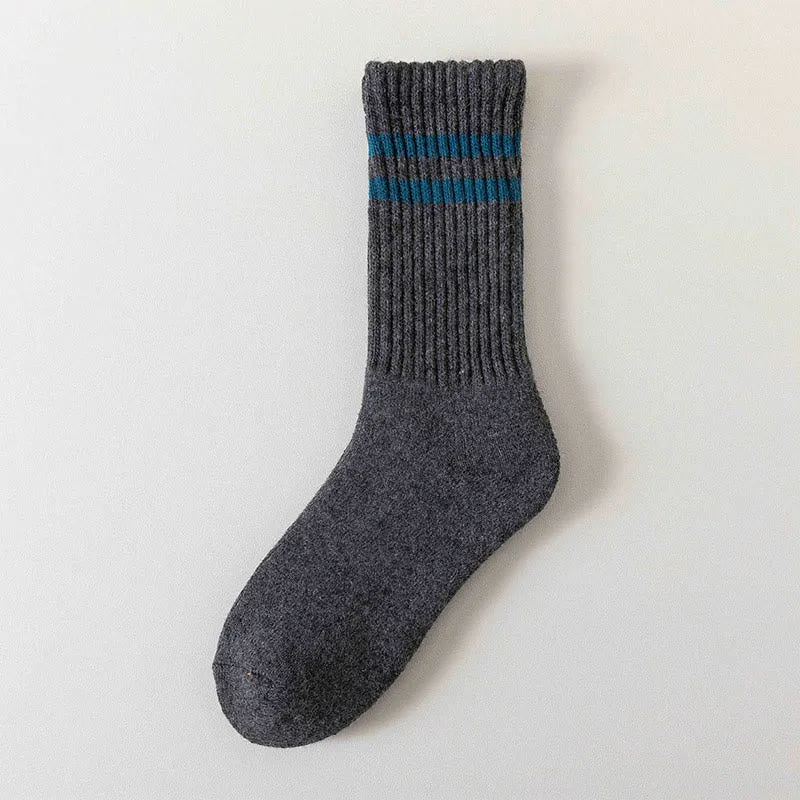 Plus Size Striped Warm Wool Quarter Socks(5 Pairs)