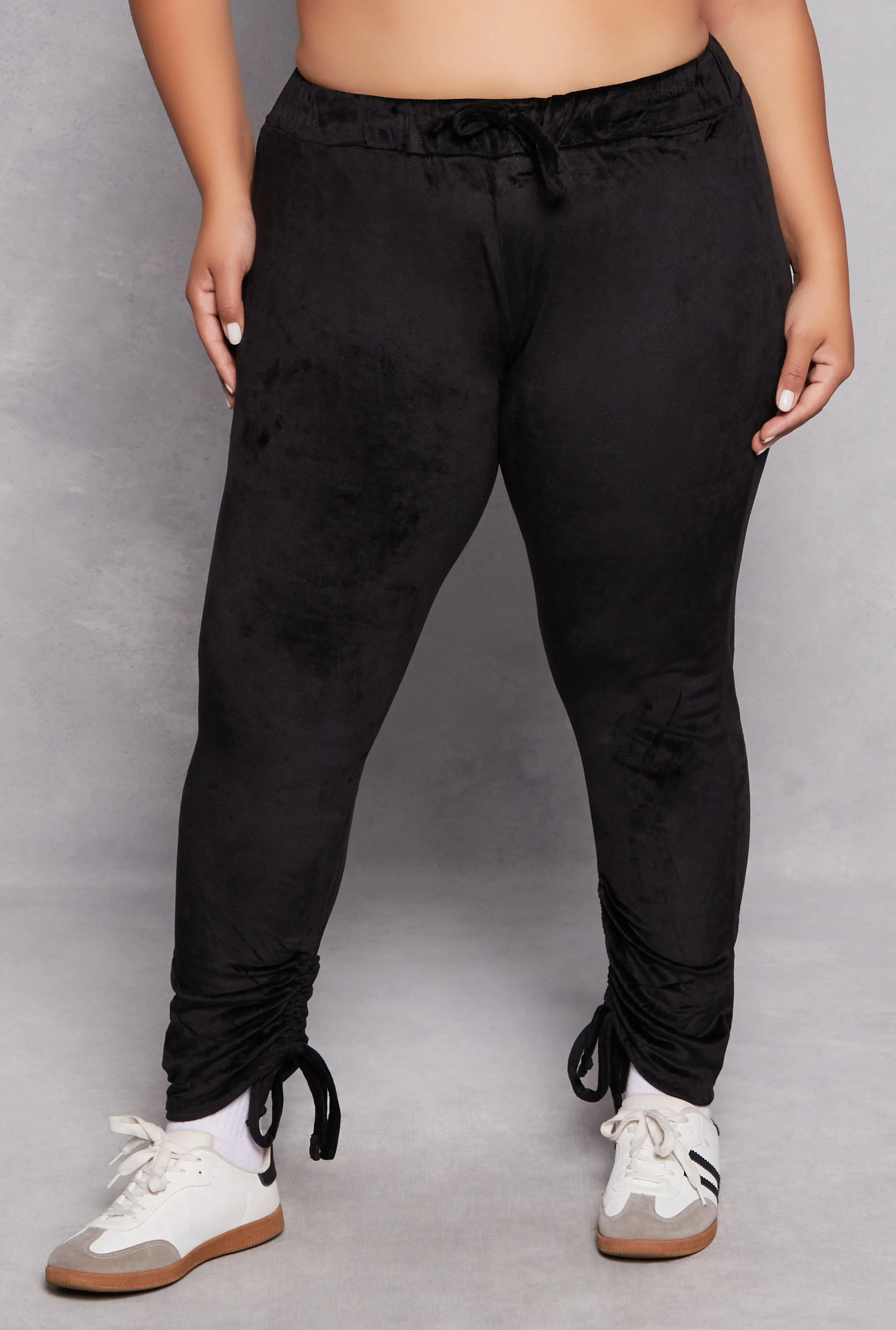 Plus Size Velour Ruched Leg Sweatpants