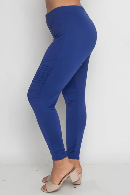 Plus Size Yoga Pant Leggings with Moto Sport Tuck Pleat Detail (JP12204)