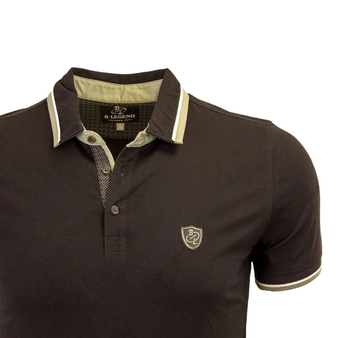 Polo noir BL col rayé