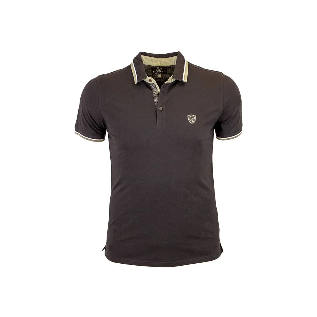 Polo noir BL col rayé
