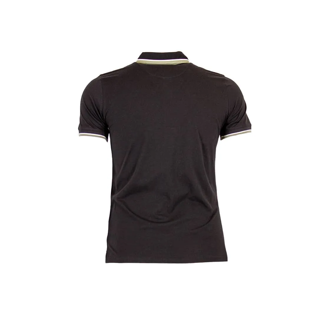 Polo noir BL col rayé