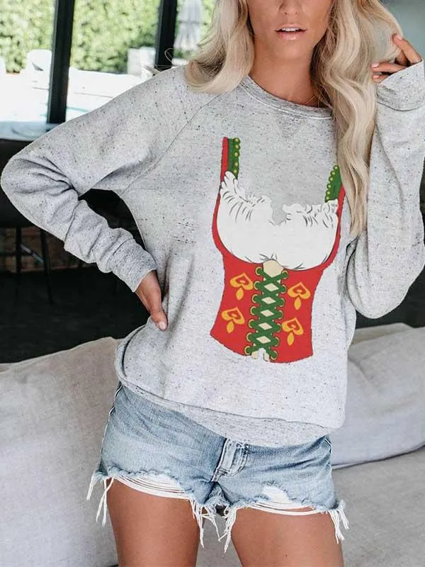 Printed Round Neck Casual Sweatshirt